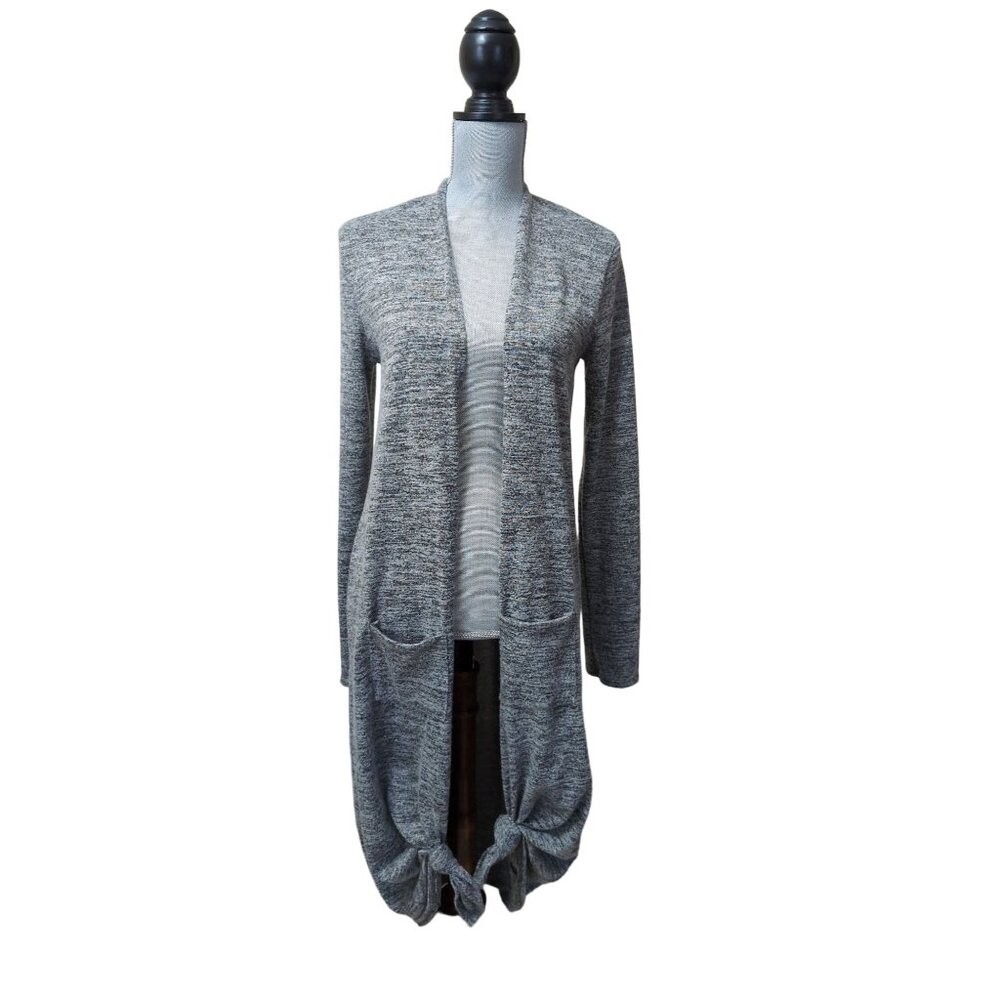 Agnes & Dora Duster Cardigan Womens M Gray Open Front Long Sleeve Pockets